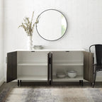 Buffet moderne du milieu du siècle à 4 portes de 58 po – Fini blanc/noir, chêne clair ou frêne
