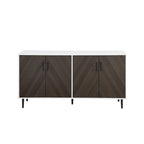 Buffet moderne du milieu du siècle à 4 portes de 58 po – Fini blanc/noir, chêne clair ou frêne