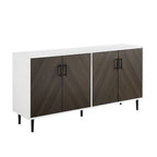 Buffet moderne du milieu du siècle à 4 portes de 58 po – Fini blanc/noir, chêne clair ou frêne