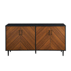 Buffet moderne du milieu du siècle à 4 portes de 58 po – Fini blanc/noir, chêne clair ou frêne