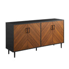 Buffet moderne du milieu du siècle à 4 portes de 58 po – Fini blanc/noir, chêne clair ou frêne