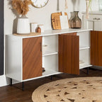 Buffet moderne du milieu du siècle à 4 portes de 58 po – Fini blanc/noir, chêne clair ou frêne