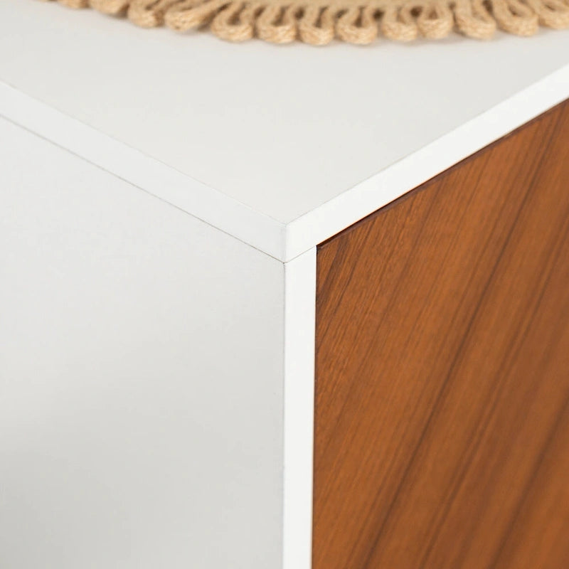 Buffet moderne du milieu du siècle à 4 portes de 58 po – Fini blanc/noir, chêne clair ou frêne