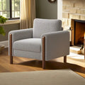 Fauteuil d'appoint individuel surdimensionné en velours Teddy gris/crème/vert avec pieds en noyer