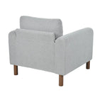 Fauteuil d'appoint individuel surdimensionné en velours Teddy gris/crème/vert avec pieds en noyer