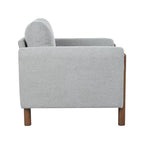 Fauteuil d'appoint individuel surdimensionné en velours Teddy gris/crème/vert avec pieds en noyer