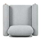 Fauteuil d'appoint individuel surdimensionné en velours Teddy gris/crème/vert avec pieds en noyer