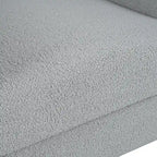 Fauteuil d'appoint individuel surdimensionné en velours Teddy gris/crème/vert avec pieds en noyer