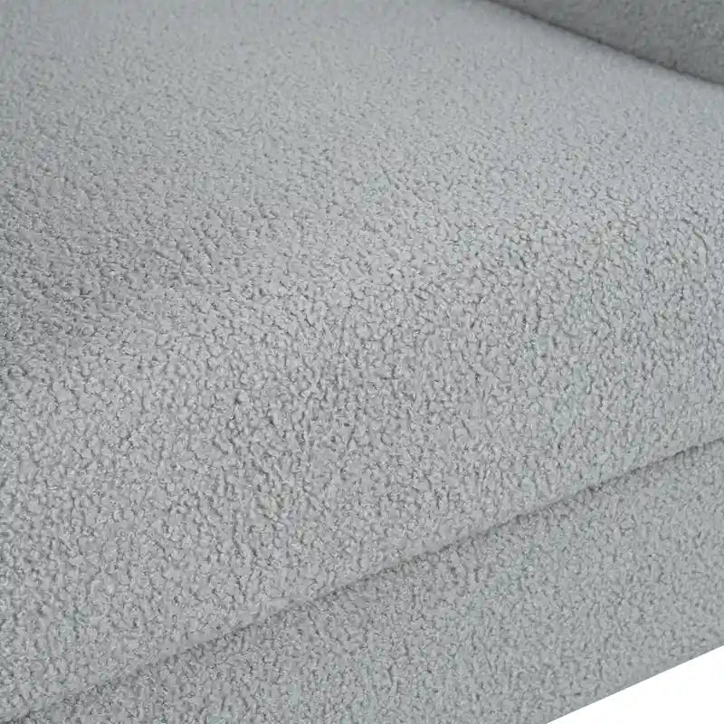 Fauteuil d'appoint individuel surdimensionné en velours Teddy gris/crème/vert avec pieds en noyer