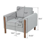 Fauteuil d'appoint individuel surdimensionné en velours Teddy gris/crème/vert avec pieds en noyer