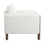 Fauteuil d'appoint individuel surdimensionné en velours Teddy gris/crème/vert avec pieds en noyer
