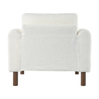 Fauteuil d'appoint individuel surdimensionné en velours Teddy gris/crème/vert avec pieds en noyer