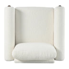 Fauteuil d'appoint individuel surdimensionné en velours Teddy gris/crème/vert avec pieds en noyer