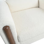 Fauteuil d'appoint individuel surdimensionné en velours Teddy gris/crème/vert avec pieds en noyer