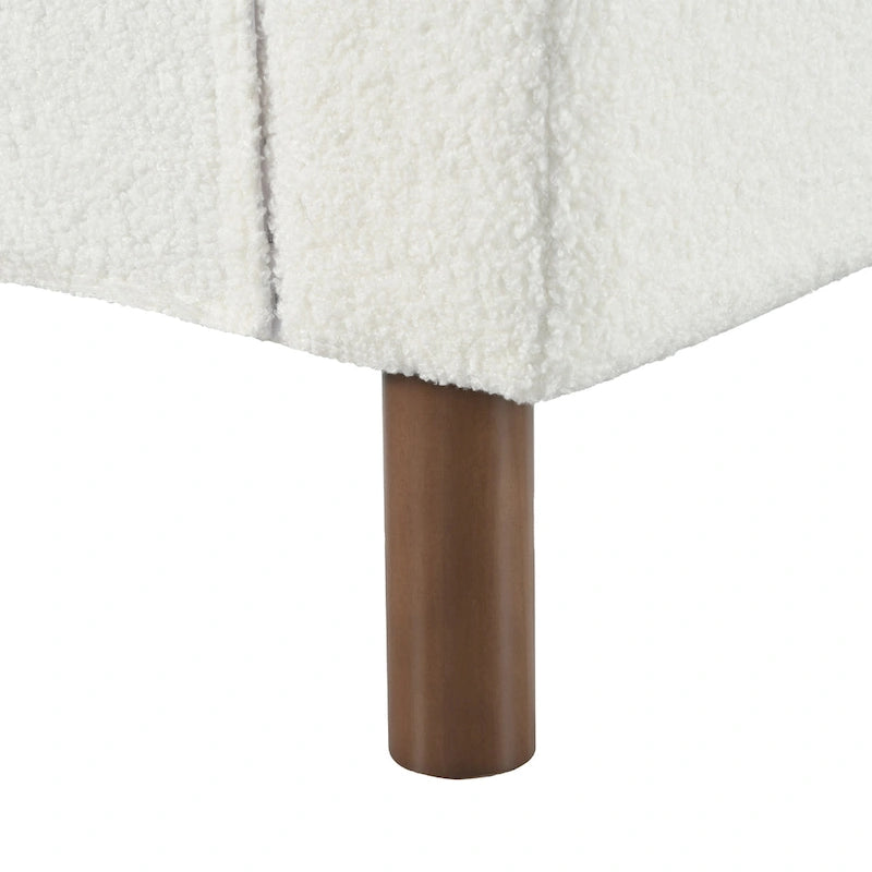 Fauteuil d'appoint individuel surdimensionné en velours Teddy gris/crème/vert avec pieds en noyer