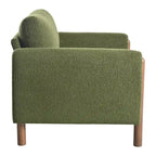 Fauteuil d'appoint individuel surdimensionné en velours Teddy gris/crème/vert avec pieds en noyer