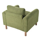 Fauteuil d'appoint individuel surdimensionné en velours Teddy gris/crème/vert avec pieds en noyer