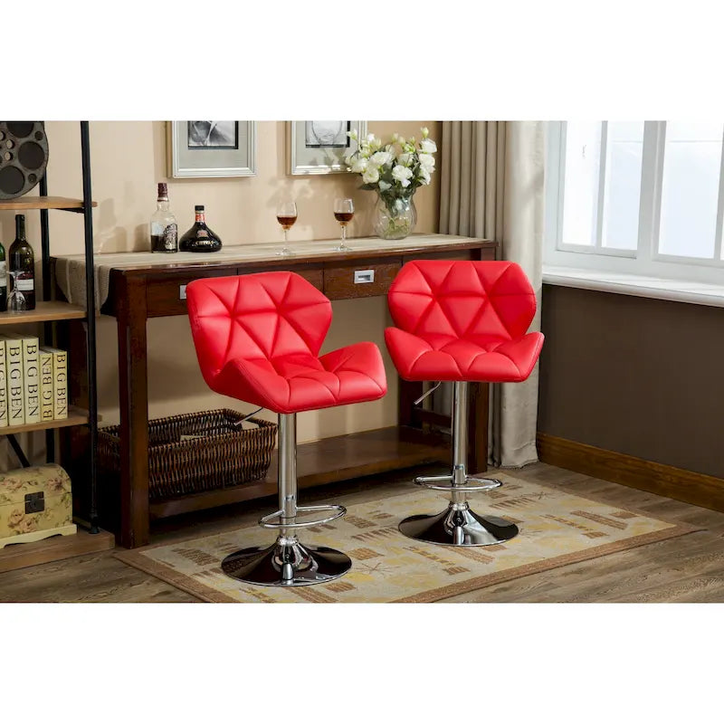 Tabouret de bar pivotant en similicuir capitonné, jaune/rouge/bleu/blanc/noir/gris, lot de 2
