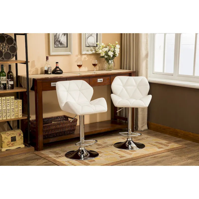 Tabouret de bar pivotant en similicuir capitonné, jaune/rouge/bleu/blanc/noir/gris, lot de 2