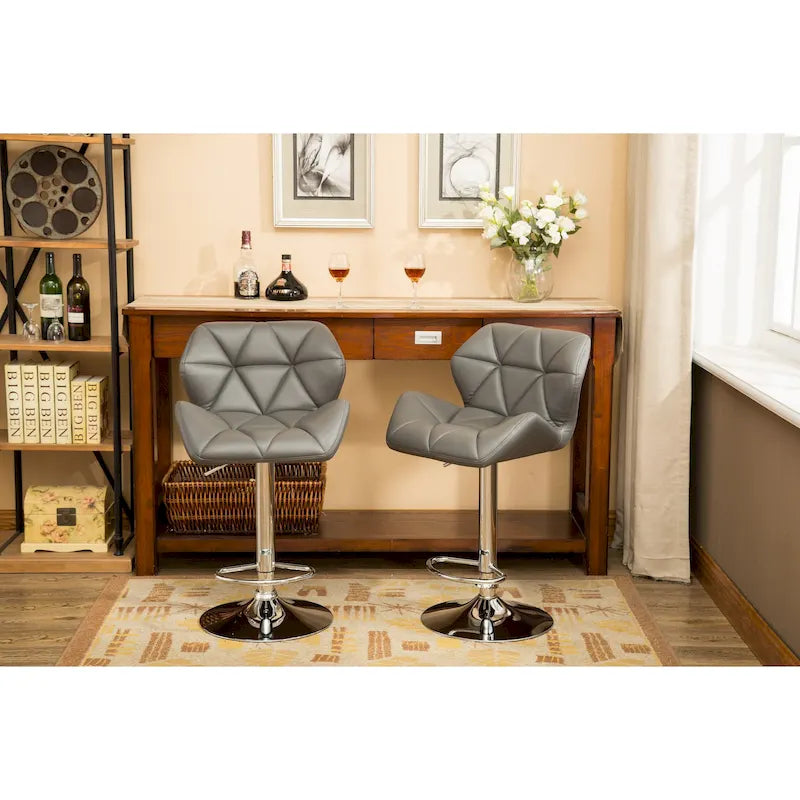 Tabouret de bar pivotant en similicuir capitonné, jaune/rouge/bleu/blanc/noir/gris, lot de 2