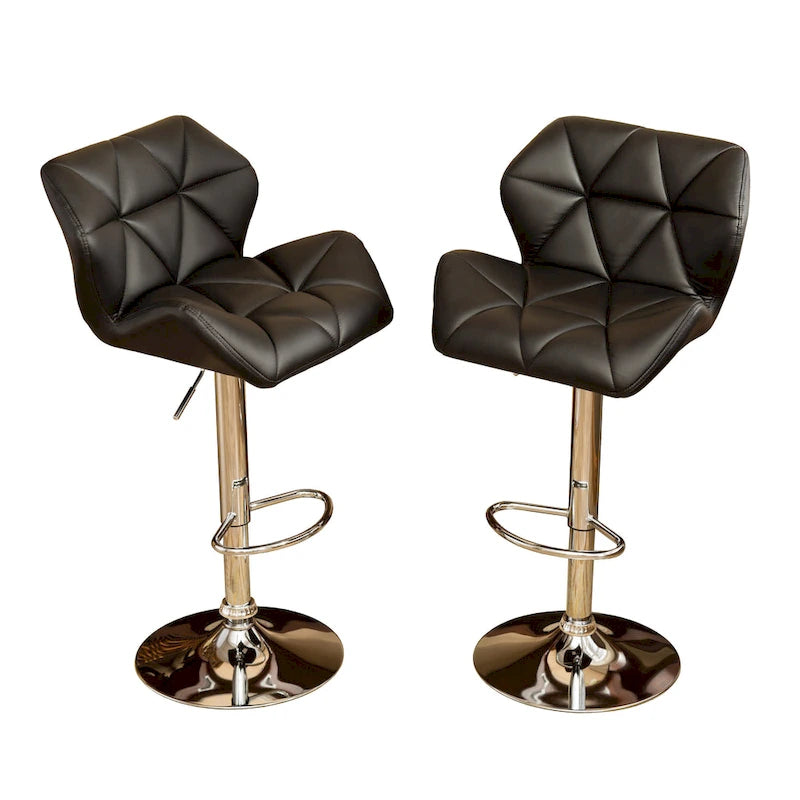 Tabouret de bar pivotant en similicuir capitonné, jaune/rouge/bleu/blanc/noir/gris, lot de 2