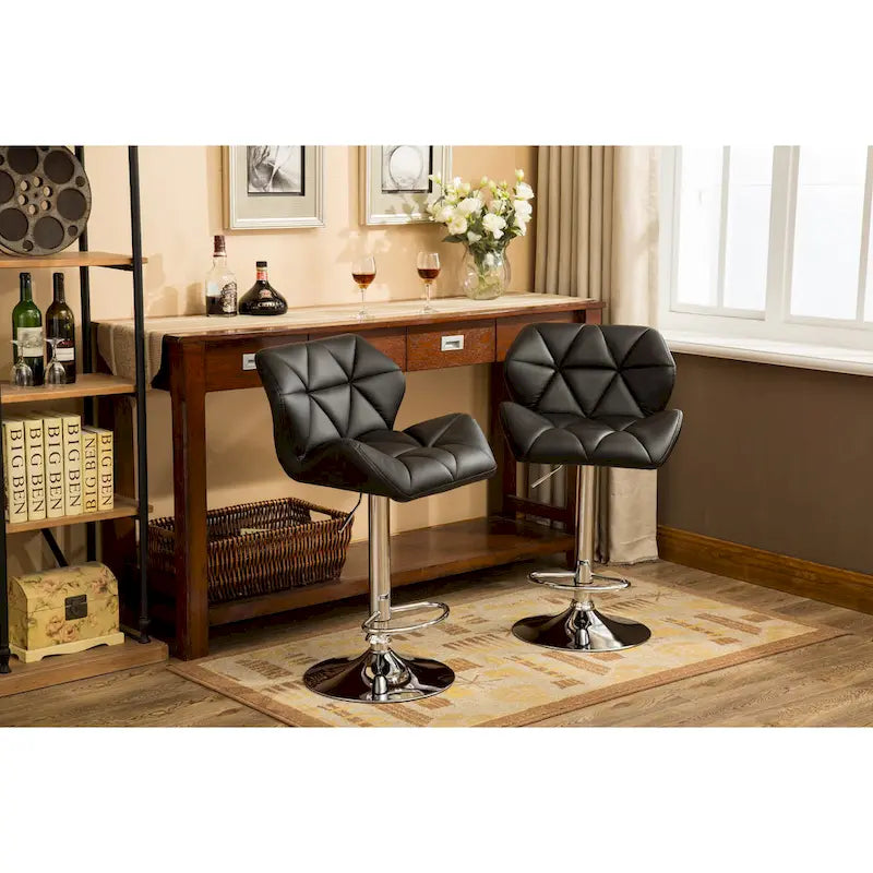 Tabouret de bar pivotant en similicuir capitonné, jaune/rouge/bleu/blanc/noir/gris, lot de 2