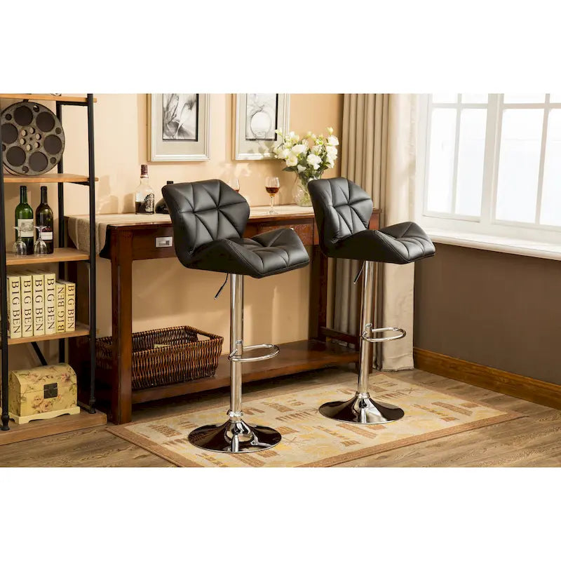 Tabouret de bar pivotant en similicuir capitonné, jaune/rouge/bleu/blanc/noir/gris, lot de 2