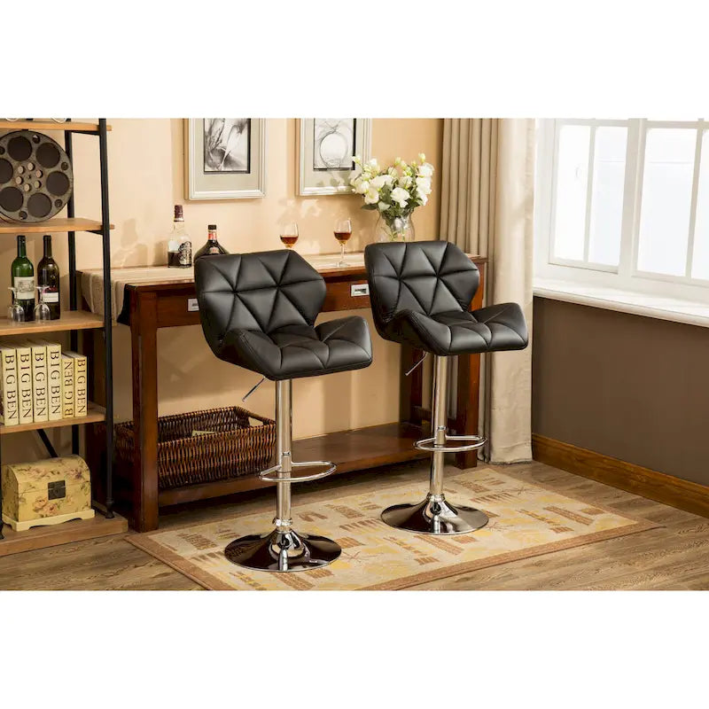 Tabouret de bar pivotant en similicuir capitonné, jaune/rouge/bleu/blanc/noir/gris, lot de 2