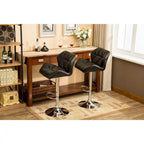 Tabouret de bar pivotant en similicuir capitonné, jaune/rouge/bleu/blanc/noir/gris, lot de 2