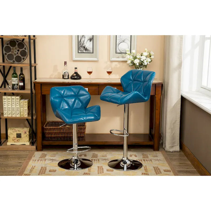 Tabouret de bar pivotant en similicuir capitonné, jaune/rouge/bleu/blanc/noir/gris, lot de 2