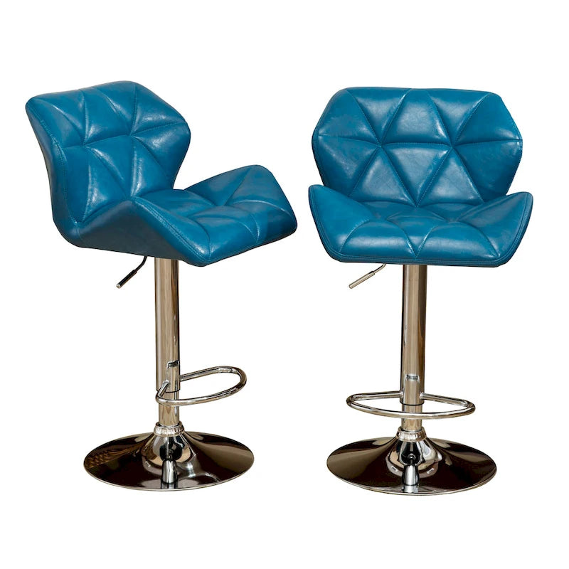 Tabouret de bar pivotant en similicuir capitonné, jaune/rouge/bleu/blanc/noir/gris, lot de 2
