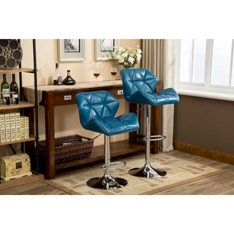 Tabouret de bar pivotant en similicuir capitonné, jaune/rouge/bleu/blanc/noir/gris, lot de 2