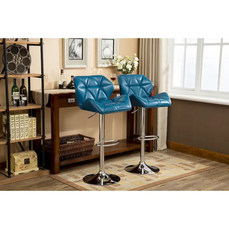 Tabouret de bar pivotant en similicuir capitonné, jaune/rouge/bleu/blanc/noir/gris, lot de 2