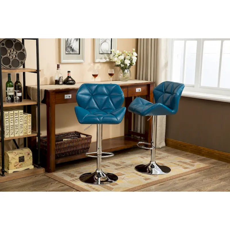 Tabouret de bar pivotant en similicuir capitonné, jaune/rouge/bleu/blanc/noir/gris, lot de 2