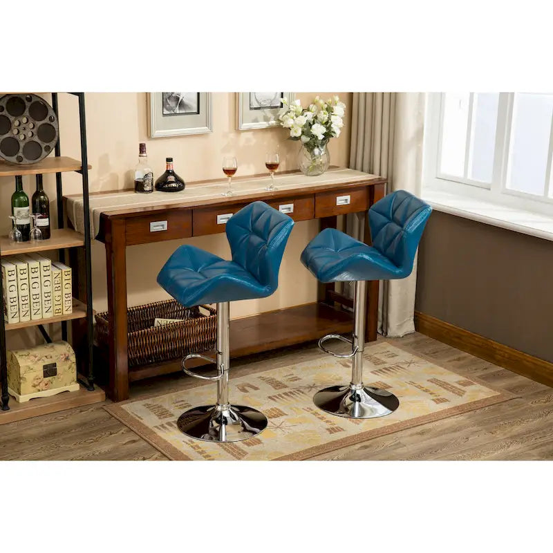 Tabouret de bar pivotant en similicuir capitonné, jaune/rouge/bleu/blanc/noir/gris, lot de 2