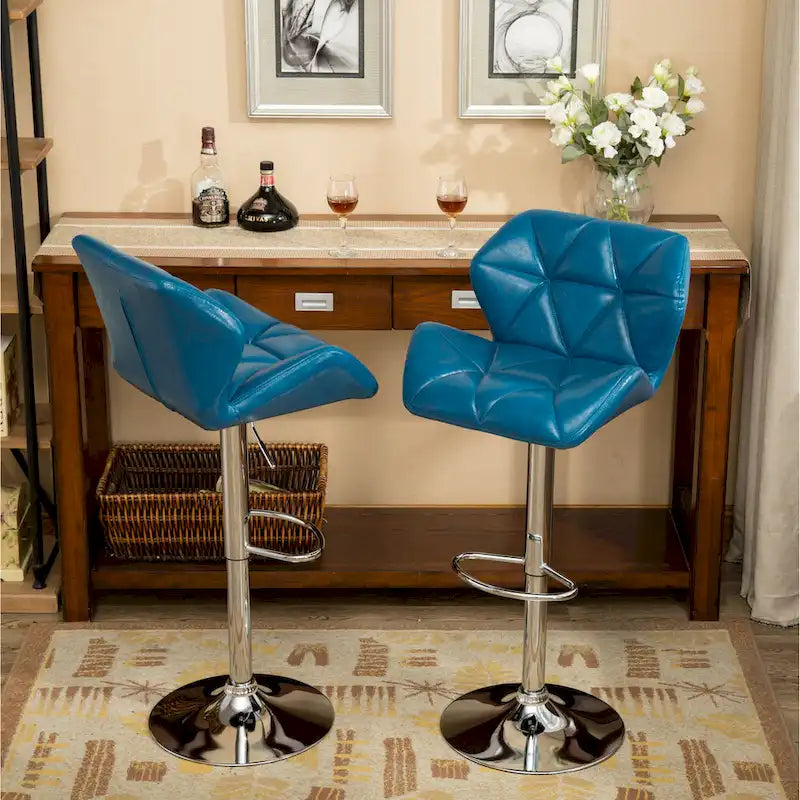Tabouret de bar pivotant en similicuir capitonné, jaune/rouge/bleu/blanc/noir/gris, lot de 2