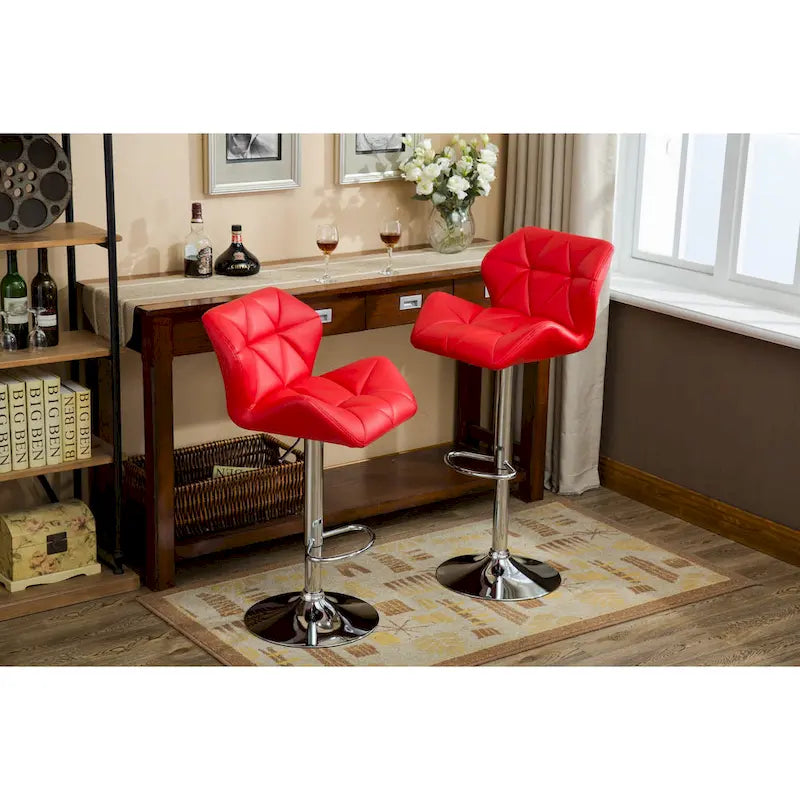 Tabouret de bar pivotant en similicuir capitonné, jaune/rouge/bleu/blanc/noir/gris, lot de 2