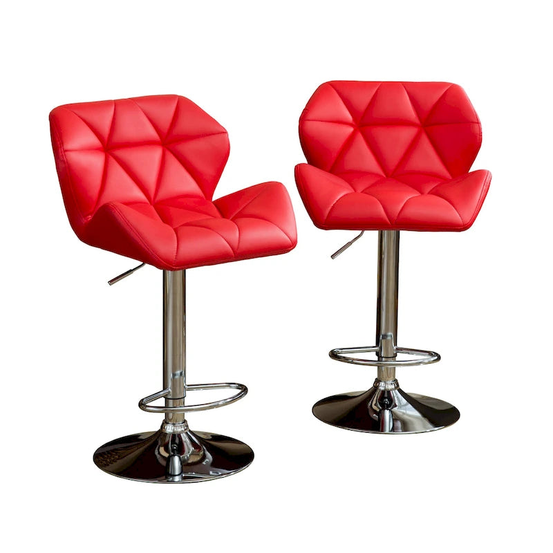 Tabouret de bar pivotant en similicuir capitonné, jaune/rouge/bleu/blanc/noir/gris, lot de 2