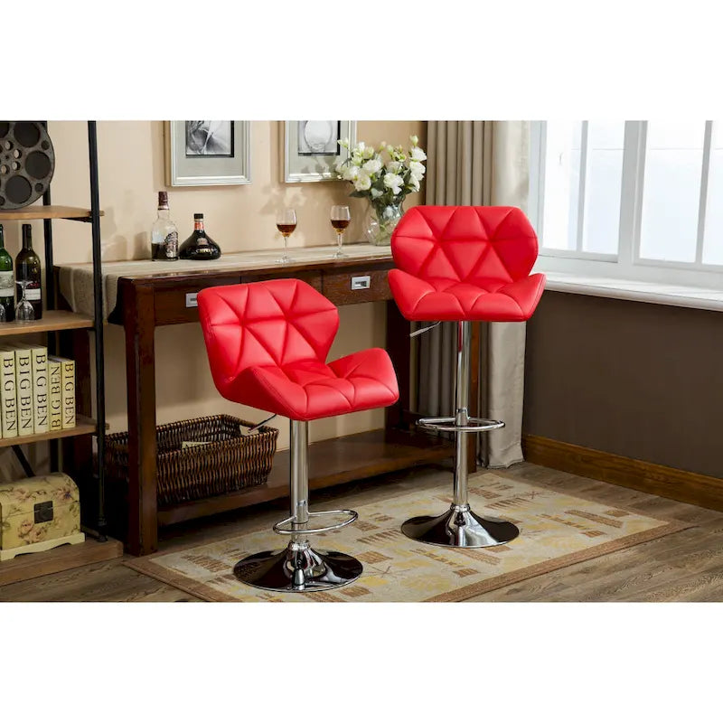 Tabouret de bar pivotant en similicuir capitonné, jaune/rouge/bleu/blanc/noir/gris, lot de 2