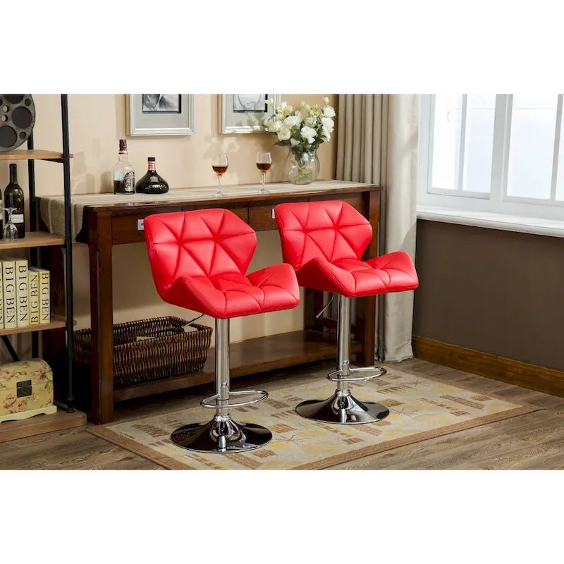 Tabouret de bar pivotant en similicuir capitonné, jaune/rouge/bleu/blanc/noir/gris, lot de 2