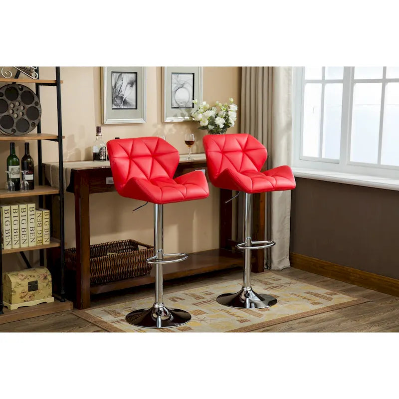 Tabouret de bar pivotant en similicuir capitonné, jaune/rouge/bleu/blanc/noir/gris, lot de 2
