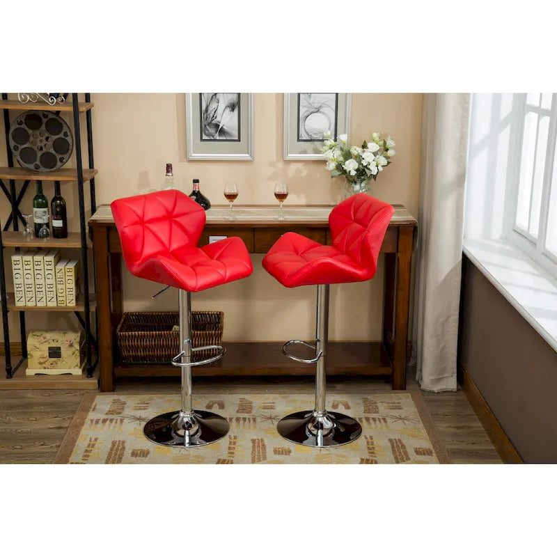 Tabouret de bar pivotant en similicuir capitonné, jaune/rouge/bleu/blanc/noir/gris, lot de 2