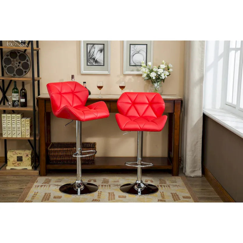 Tabouret de bar pivotant en similicuir capitonné, jaune/rouge/bleu/blanc/noir/gris, lot de 2
