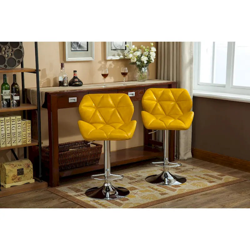 Tabouret de bar pivotant en similicuir capitonné, jaune/rouge/bleu/blanc/noir/gris, lot de 2