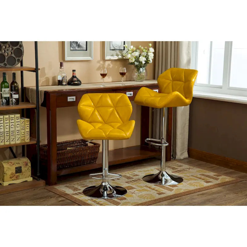 Tabouret de bar pivotant en similicuir capitonné, jaune/rouge/bleu/blanc/noir/gris, lot de 2