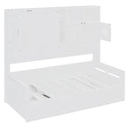 Blanc/Gris, Lit de repos 1 place (jumeau/double) avec bibliothèque, armoire et rangement hydraulique