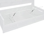 Blanc/Gris, Lit de repos 1 place (jumeau/double) avec bibliothèque, armoire et rangement hydraulique