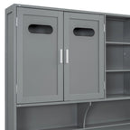 Blanc/Gris, Lit de repos 1 place (jumeau/double) avec bibliothèque, armoire et rangement hydraulique