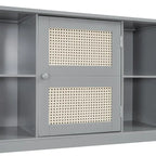 Lit de repos en rotin blanc/gris avec lit gigogne et armoire de rangement, jumeau/double, 2 couchages