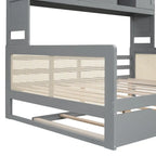 Lit de repos en rotin blanc/gris avec lit gigogne et armoire de rangement, jumeau/double, 2 couchages